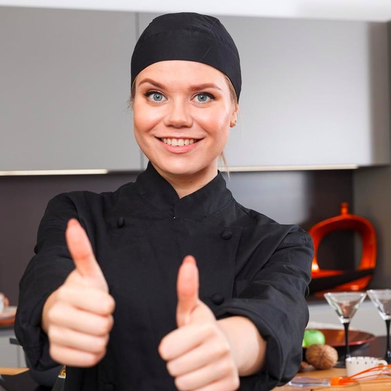 Besforta 4 Pack Adjustable Tie Back Chef Cap - Breathable Cooking Kitchen Hat for Women & Men - Image 3